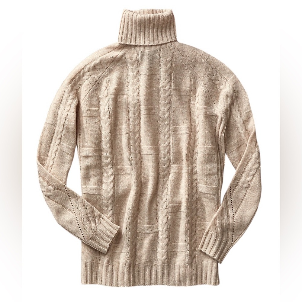 Overland Sweater Women Size Medium Ivory Cashmere Eliza Turtleneck Knit Pullover